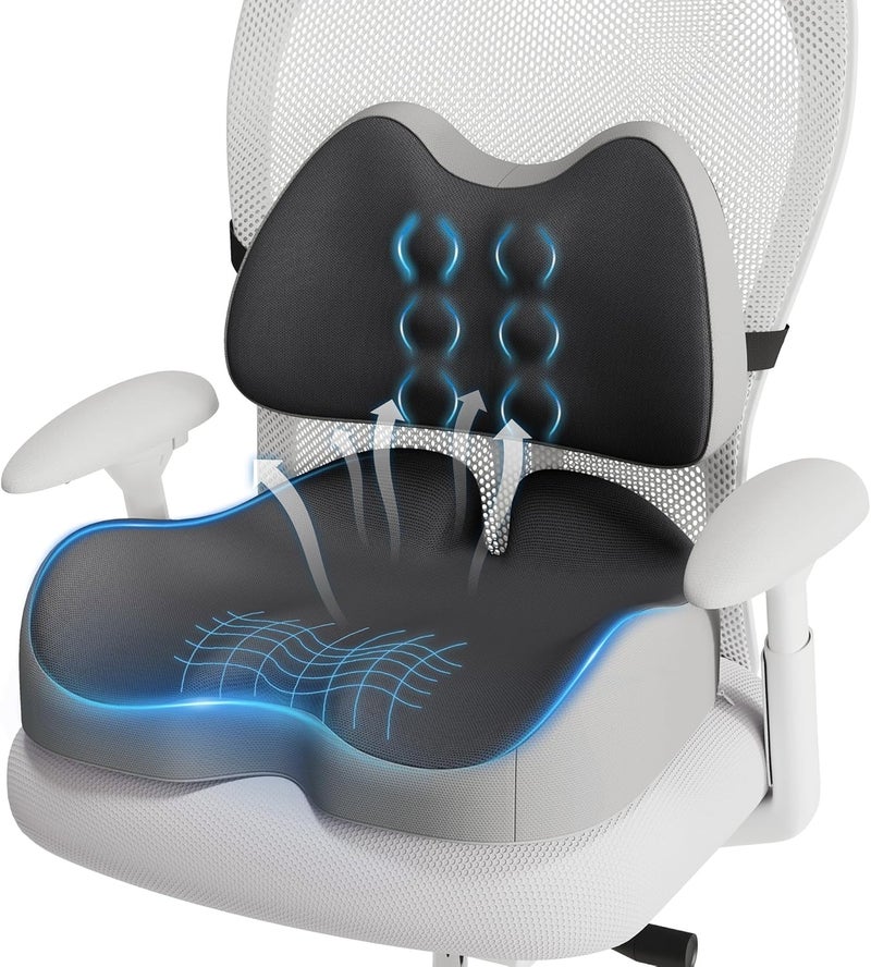 Benazcap X Large Memory Foam Seat Cushion Lumbar Support Pillow for Sciatica & Tailbone Pressure Relief Coccyx Pad for Office Chair, Wheelchair, Car, Home, Office - Image 1